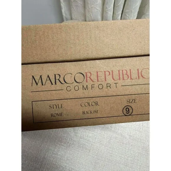 Women's Marco Republic Rome Black Faux Patent Leather Shoes Size 9